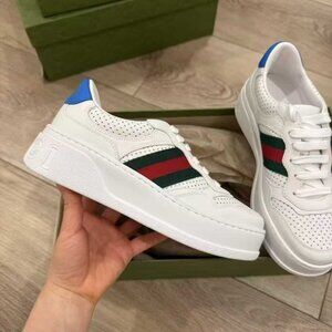 NIB Gucci Women's House Web Platform Low Top Sneakers